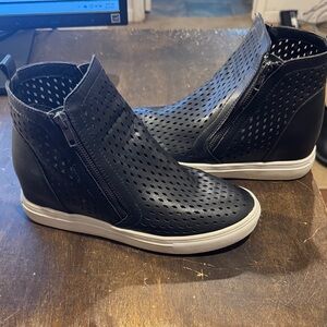 Black Perforated Women’s High-Top Sneakers